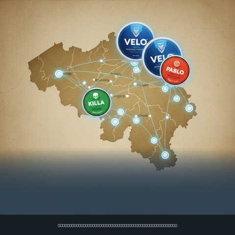 German map showing three branded circles linked by network dots against a gradient background