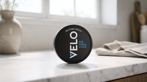Close-up of a nicotine pouch can from the ZYN vs VELO Comparison: Which Nicotine Pouch Wins in 2026? range, photographed on a desk