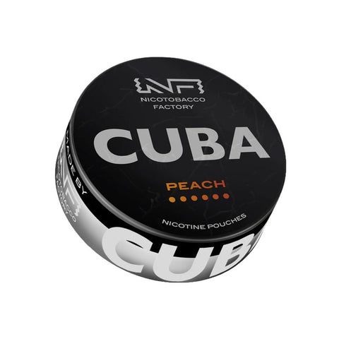 CUBA Black - Peach slim nicotine pouches can