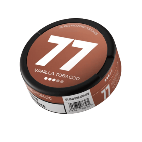77 - Vanilla Tobacco slim nicotine pouches can