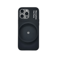 Back of the black OutDare iPhone 16 Pro Max case showing the empty integrated pouch-can holder