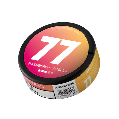 77 - Raspberry Vanilla slim nicotine pouches can
