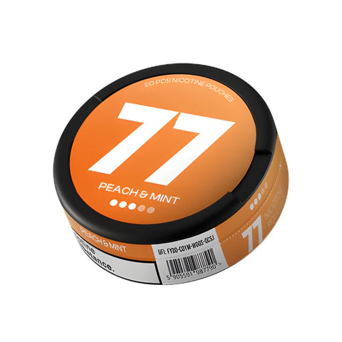 77 - Peach Mint slim nicotine pouches can