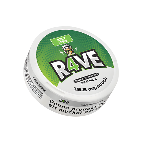 R4VE Extra Strong - Juicy Apple slim nicotine pouches can