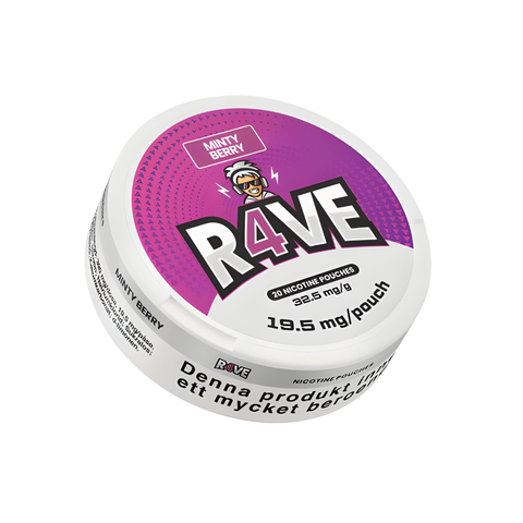 R4VE Extra Strong - Minty Berry slim nicotine pouches can