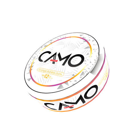 CAMO - Orange Bubble Gum slim nicotine pouches can
