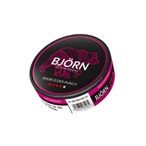 BJORN Strong - Rhubarb & Elder Punch slim nicotine pouches can