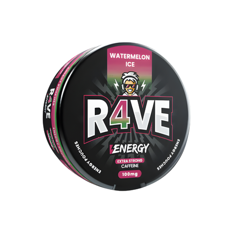 R4VE Energy - Watermelon - 100mg Caffeine SLIM Energy Pouches