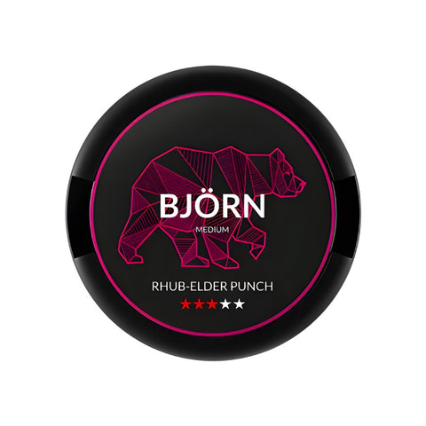 BJORN Medium - Rhubarb & Elder Punch slim nicotine pouches can