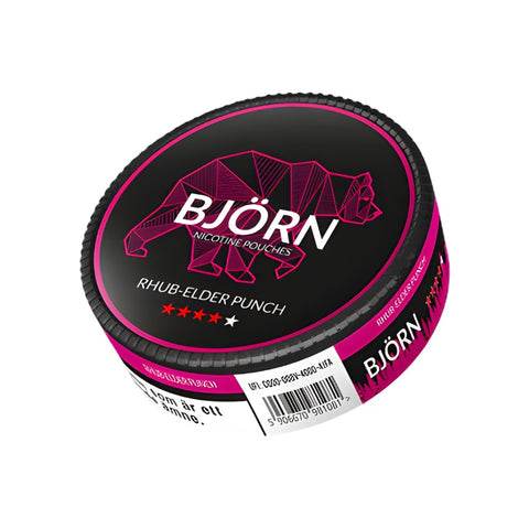BJORN Strong - Rhubarb & Elder Punch slim nicotine pouches can