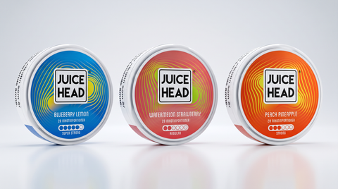 Juice Head nicotine pouches collection — Blueberry Lemon, Watermelon Strawberry, Peach Pineapple
