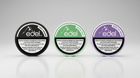 Edel nicotine pouches collection — Onyx, Melon, Berry Ice