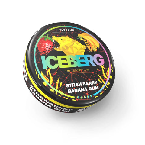 ICEBERG Extra Strong - Strawberry Banana Gum slim nicotine pouches can